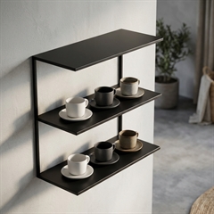 Como Tredobbelt hylde i metal - BRED - Sort